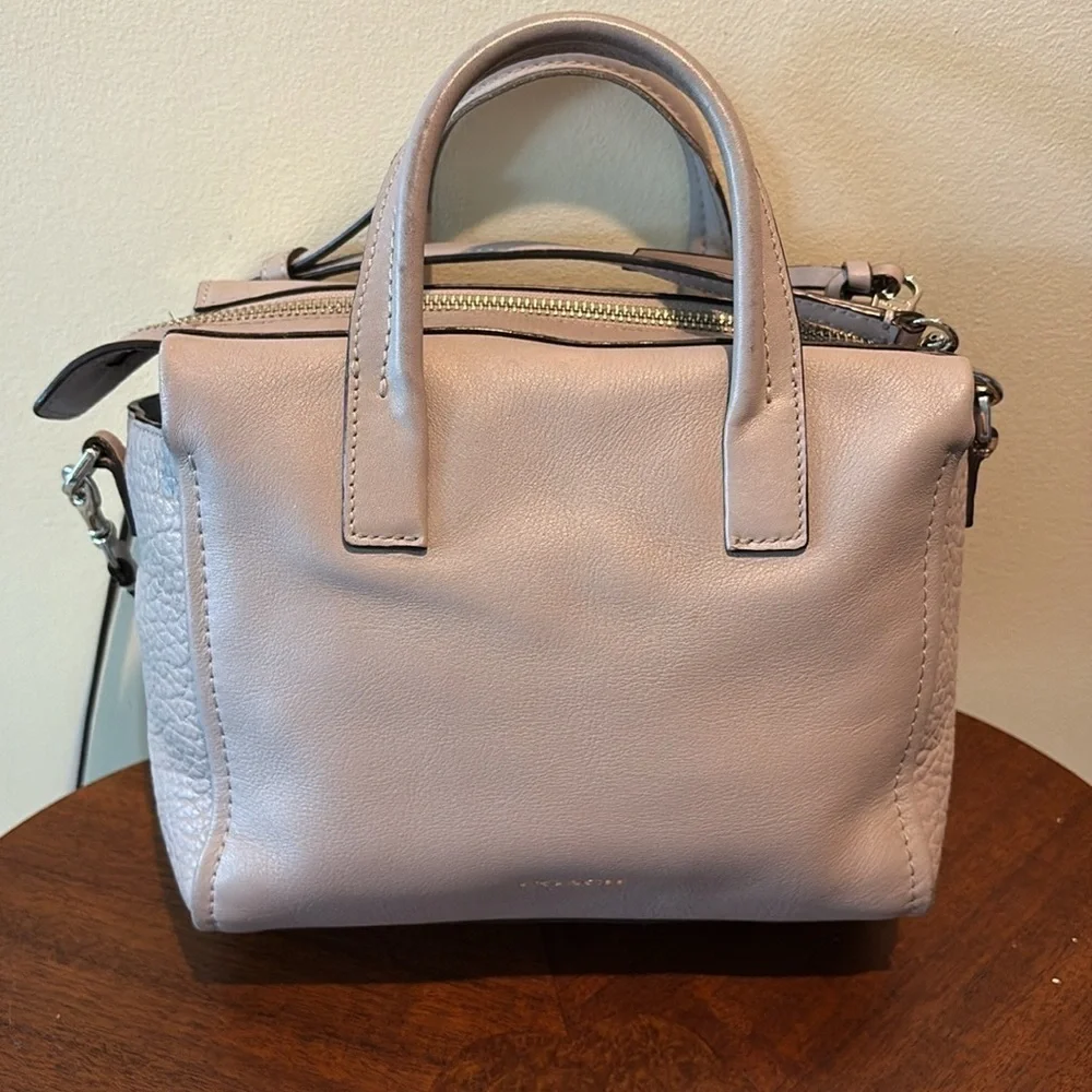 Coach Bleecker  mini Riley Satchel Crossbody bag  leather  gray/taupe excellent